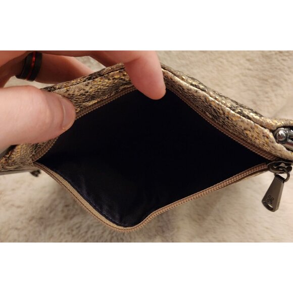 Hobo Lauren Clutch Wallet Snakeskin Print 8.5" x 5" Gold/Black Silver Hardware - Picture 4 of 9